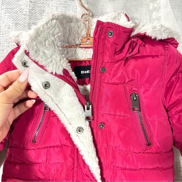 Girls Diesel pink hooded puffer jacket size 2T - Picture 9 of 12